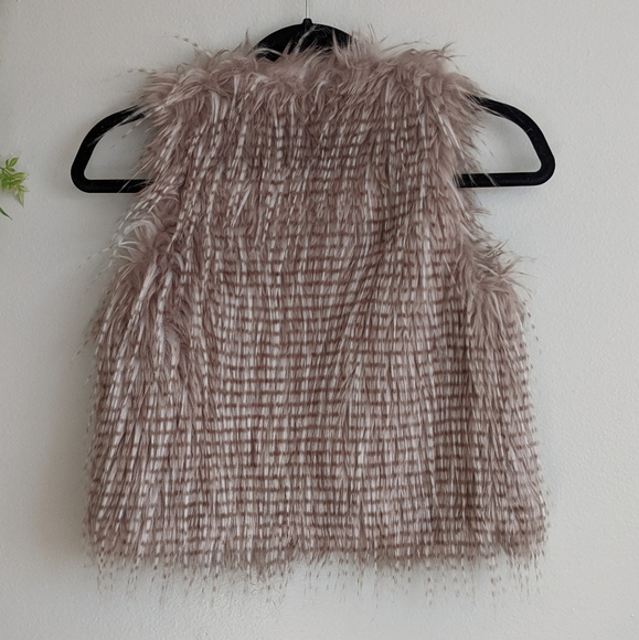 (Freshman Forever) Brown Gray Faux Fur Vest 7/8 - Picture 4 of 11